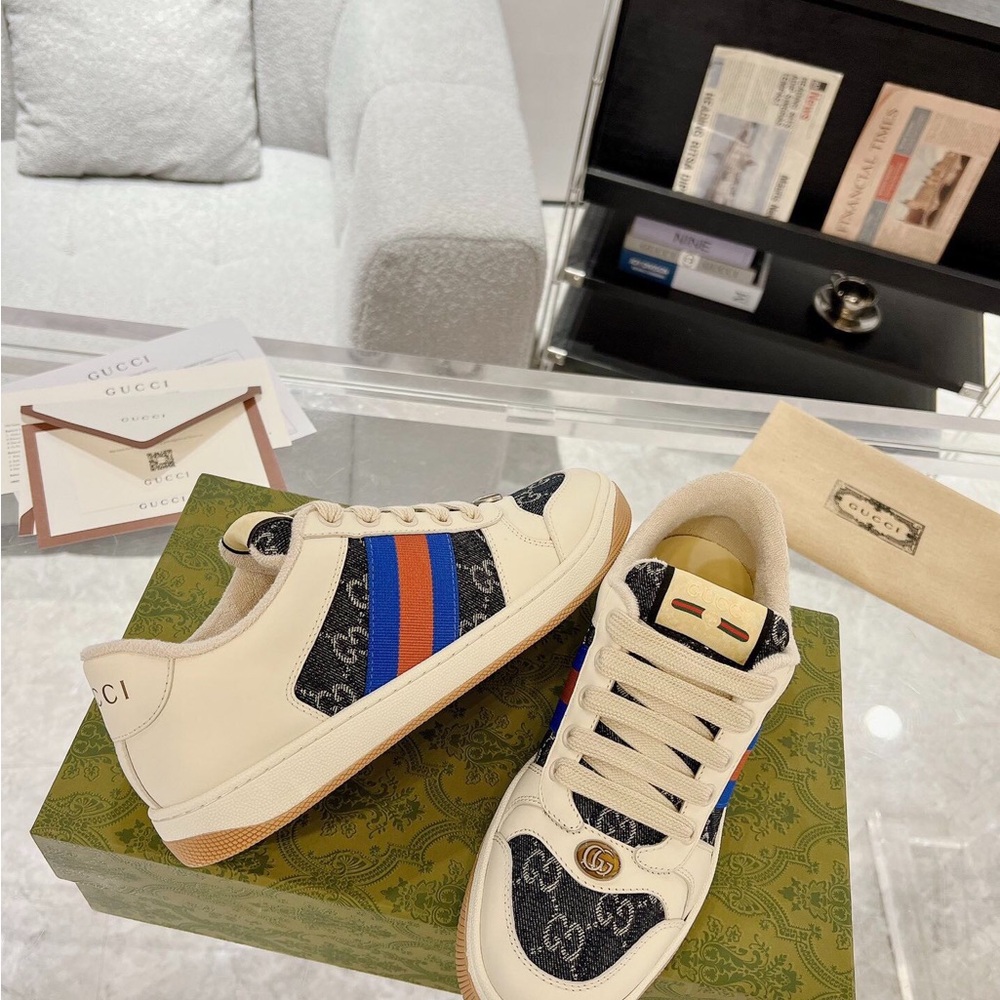 Gucci Cream and Blue Sneakers - Picture 4 of 16